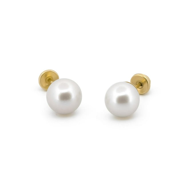 Broquel Perla Natural Cultivada 0.6 cm Oro Sólido 10k