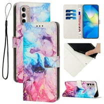 Compatible for Motorola Moto G Stylus 5G 2022 6.8" Wallet Case, [Stand Feature] [Wrist Strap] [Credit Cards Holder] New Marble Pattern Premium PU Leather Flip Protective Cover, Pink