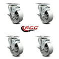 thumbnail image 2 of 4 Inch Semi Steel Wheel Swivel Top Plate Caster Set with Brake Service Caster, 2 of 2