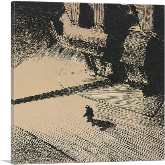 ARTCANVAS Night Shadows 1921 Canvas Art Print by Edward Hopper - Size: 18" x 18" (0.75" Deep)