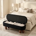 thumbnail image 3 of StorageWorks Flip Top Upholstered Storage Bench with Solid Wood Leg for Bedroom，Black, 3 of 12