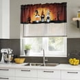 thumbnail image 4 of Burnt Orange Halloween Curtain Valances for Windows, Kitchen Valance Window Treatments Panel 2 Pack, Horror Gnomes Pumpkin Black Cat Rod Pocket Short Curtains for Bathroom Bedroom 42 x 18 Inch, 4 of 8