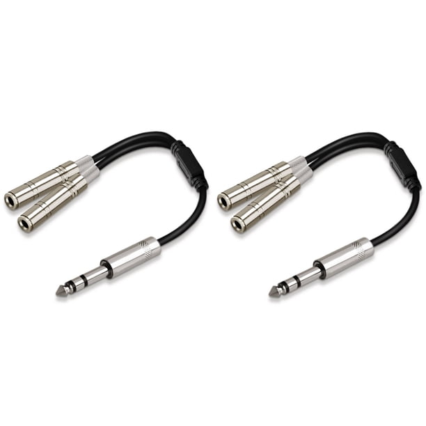 2piezas 6,35 mm 1/4 Pulgada Jack Estéreo Cable Divisor Adaptador Cable Conector Una Doble ZóCalo 6,35 mm