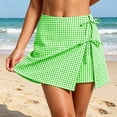 thumbnail image 2 of hoksml Women's Gingham Wrap Skort - Tie Front Mini Skirt with Built-In Shorts, Casual Summer Wear, 2 of 8