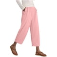thumbnail image 5 of Noric Women's Cotton Linen Summer Capri Pants Elastic Waist Casual Loose Fit with Pockets Straight Leg Lounge Pants, 5 of 7