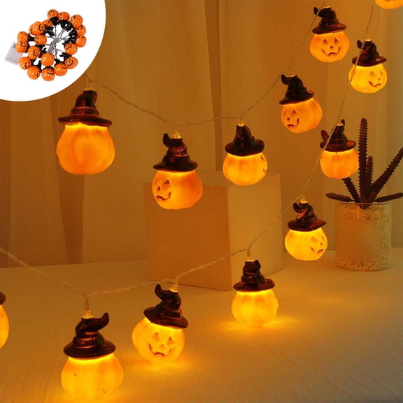 LHNFT Halloween Pumpkin String Lights, LED Battery Operated Pumpkin Lights, 10Ft 20 LED Holiday Lights for Indoor Outdoor Decor Halloween Costumes Party Decorations