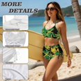 thumbnail image 5 of Garronmavis Women's Bikini Set 2 Piece Jamaican Flag Twist Front Drawstring Side Tie Bathing Suit High Waisted Tummy Control Swimsuits for Beach Swimwear, 5 of 6