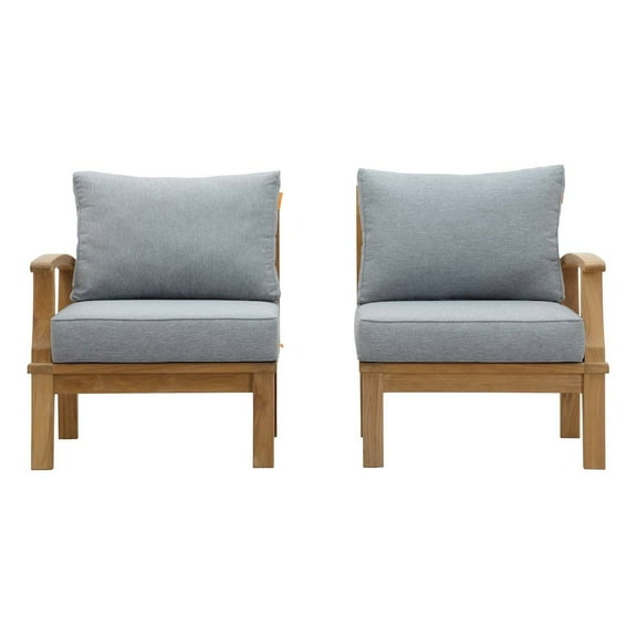 Modway Marina 2 Piece Outdoor Patio Teak Set in Natural Gray