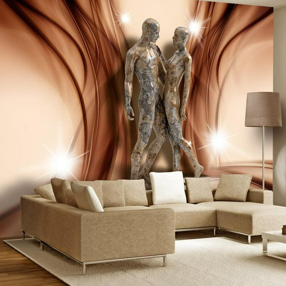 Tiptophomedecor Peel and Stick Glam Wallpaper Wall Mural - Stone Couple - Removable Wall Decals
