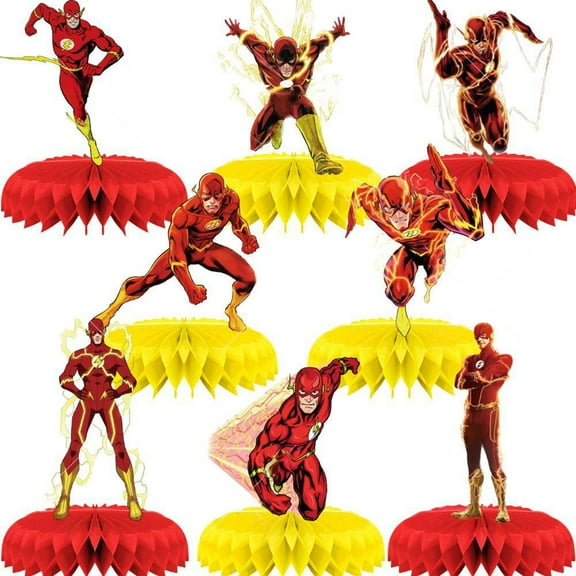 8 Pieces The Flash Birthday Decorations Birthday Centerpieces for Tables Decorations The Flash Birthday Honeycomb Table The Flash Birthday Decorations for Boys and Girls Birthday Party Supplies