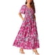 thumbnail image 4 of VESTIDO MAXI CHIC INSPIRE con Escote en V y Mangas con Vuelo, Vestido Largo Casual con Volantes, Rosa Fucsia L, 4 of 5