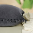 thumbnail image 6 of PiccoCasa Velvet Pillow Cover with Pompoms for Sofa Bed 1PCS Dark Gray 18x18Inch, 6 of 8