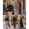 thumbnail image 6 of QUALFORT Women’s Crew Neck Pullover Sweater, Soft Midweight Long Sleeve Wool Blend Knit Top, Black, Size XL, 6 of 7