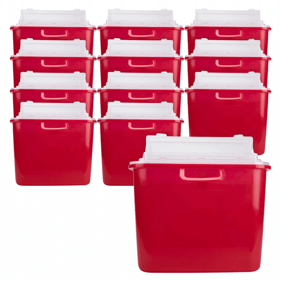 Medegen Heavy Duty Sharps Container for Home Use & Professional, 5.4 Quart (12-Pack) with Clear Locking Lid, Multi-Purpose Biohazard Needle and Syringe Disposal, Professional Medical Grade