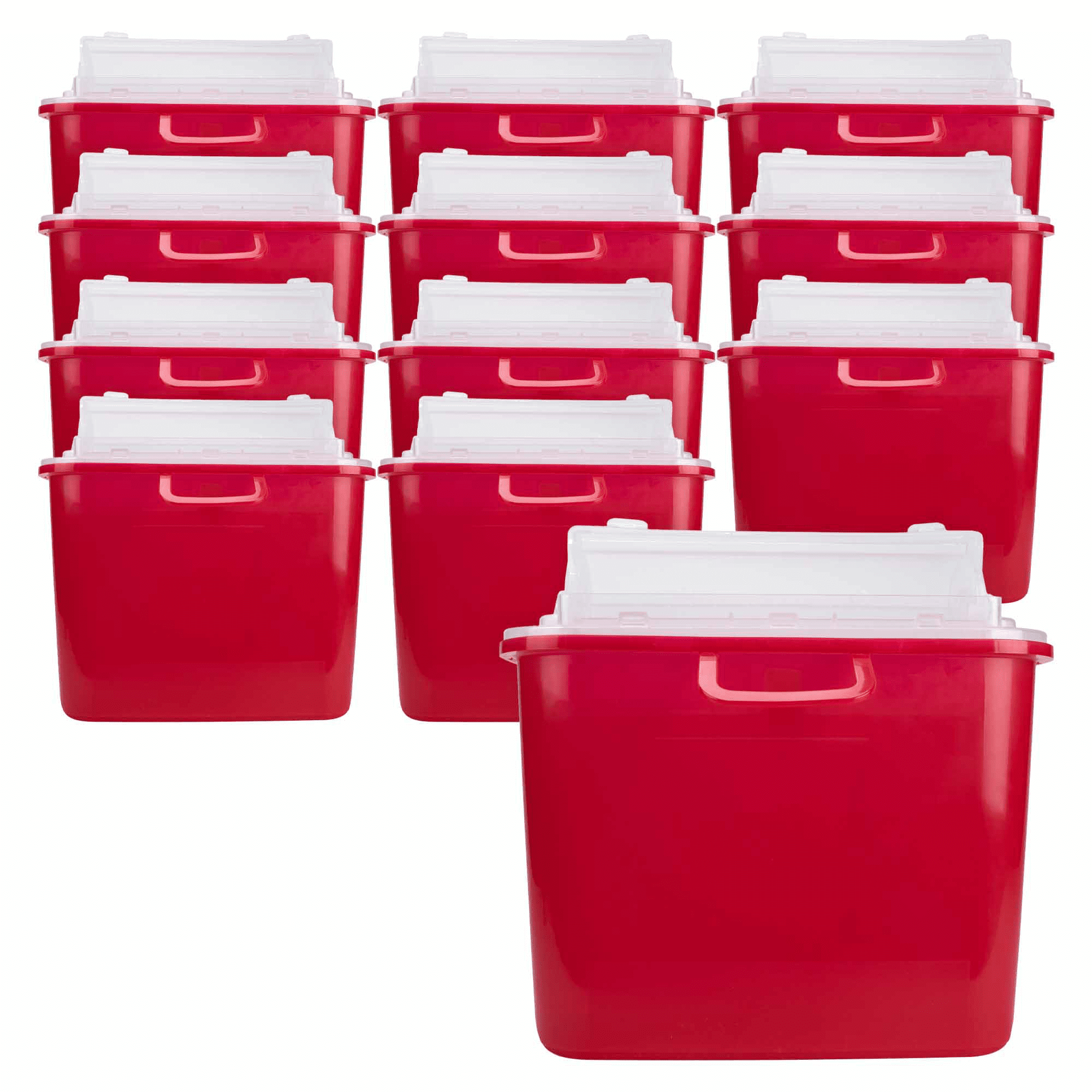 Medegen Heavy Duty Sharps Container for Home Use & Professional, 5.4 Quart (12-Pack) with Clear Locking Lid, Multi-Purpose Biohazard Needle and Syringe Disposal, Professional Medical Grade