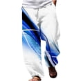 thumbnail image 2 of qolati Summer Beach Cargo Pants for Men Trendy Print Loose Fit Wide Leg Sweatpants Lightweight Elastic Waist Drawstring Baggy Trousers with Pockets, 2 of 5