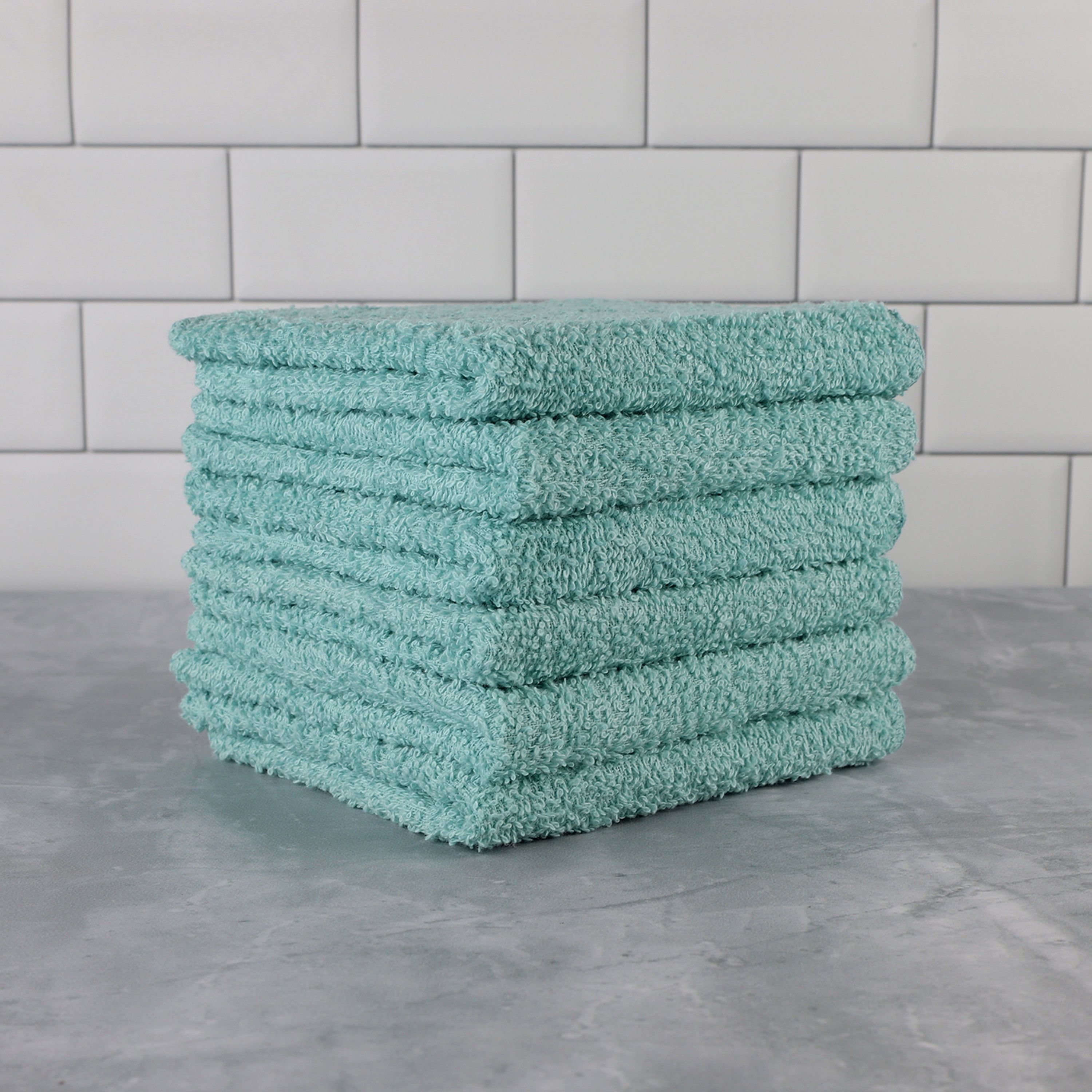 Mainstays 6 Piece Washcloth Set, Aqua