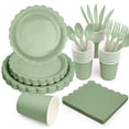 thumbnail image 4 of Inadays 175Pcs Disposable Party Supplies Includes Green Paper Plates Cup Napkins Forks Spoons Knives, Dinnerware Set for Garden Party Birthday BBQ Baby Shower Wedding, Serve 25 Guests, 4 of 7