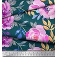 thumbnail image 3 of Soimoi Blue Poly Georgette Fabric Leaves & Floral Decor Fabric Printed BTY 42 Inch Wide, 3 of 3
