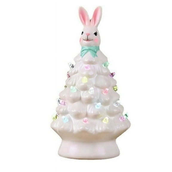 Easter Bunny Tree Decorations,Light Up Easter Bunny Tree with Colorful Lamp Beads, Operated Artificial B