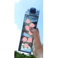 Rose Pattern Milk Carton Water Bottle 500ml 16.9oz Black