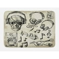 thumbnail image 1 of Music Bath Mat, Sketchy Background Hipster Skull with Headphones Record Player Mic Speakers Print, Non-Slip Plush Mat Bathroom Kitchen Laundry Room Decor, 29.5 X 17.5 Inches, Beige Black, Ambesonne, 1 of 2