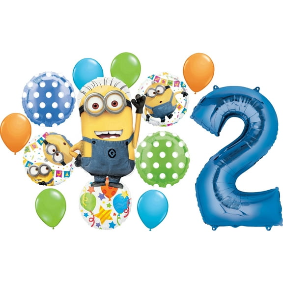 Minions 2nd Birthday Party Supplies Despicable Me Kevin Balloon Bouquet Decorations