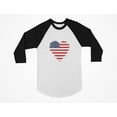 thumbnail image 4 of Love USA 4th of July Tstars Women's Baseball Jersey Shirt - Patriotic American Heart Flag Design - Perfect Independence Day Gift - 3/4 Sleeve Raglan Tee - Medium Blue/White/Red, 4 of 6