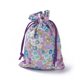 thumbnail image 1 of Burlap Packing Pouches Drawstring Bags Rectangle with Flower Pattern Purple 14.2~14.7x10~10.3cm, 1 of 2