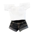 thumbnail image 4 of Camiseta con figura a escala 1/12, pantalones cortos vaqueros, atuendo retro informal, elegante, jersey pantalones negros, 4 of 9