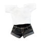 thumbnail image 4 of Disfraz informal de top y pantalones cortos vaqueros, estilo retro, a la moda, para cosplay, a escala 1/12 pantalones negros, 4 of 9
