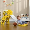 thumbnail image 2 of Qaba 3 in 1 Toddler Slide for Indoor with Basketball Hoop, Climber, Yellow, 2 of 10