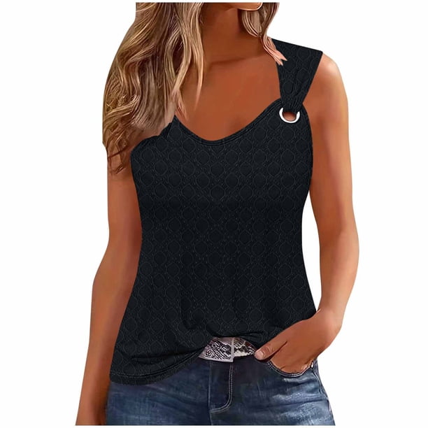 Camisetas Casuales para las Mujeres Camisola sin Mangas Impresa de Ajuste Suelto para el Hogar Y el Uso Diario
