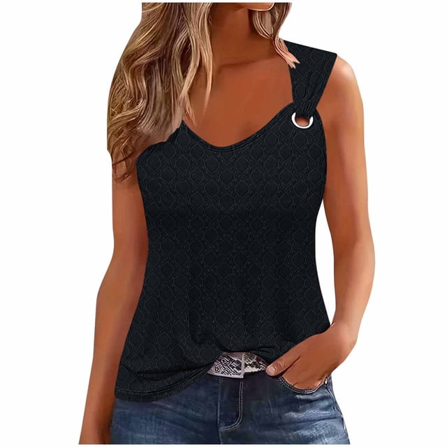Camisetas Casuales para las Mujeres Camisola sin Mangas Impresa de Ajuste Suelto para el Hogar Y el Uso Diario