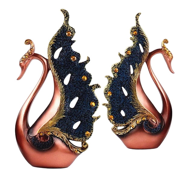 Conjunto de 2 figuras de cisne en forma de pareja, adornos de resina, regalos para enamorados, bodas. Rosa negro