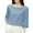 Blue, variant on ZANZEA Women 3/4 Sleeved Tops Crew Neck Satin Blouse Baggy OL Shirts
