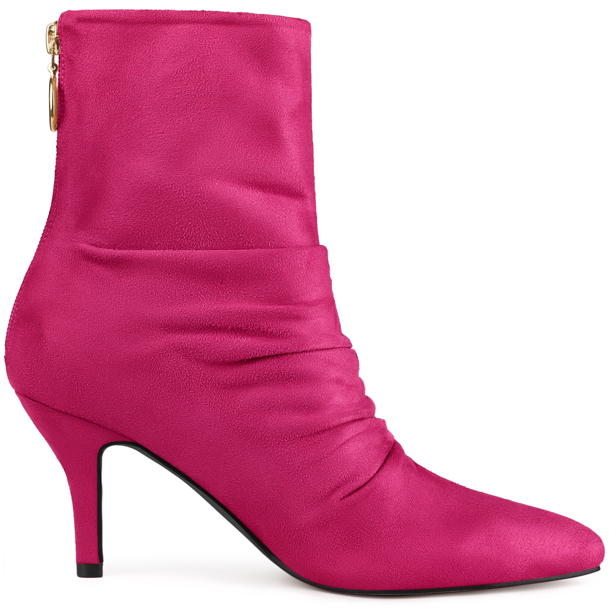 DARING DIVA Women's Pointed Toe Back Zip Stiletto Heel Ankle Boots Hot Pink 10