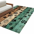thumbnail image 2 of Teal Dog Paws 4x6 Area Rugs, Farmhouse Vintage Modern Green Brown Wood Non-Skid Rubber Backing Large Rectangle Rugs - Living Room Bedroom Home Office, Indoor Floor Mat Carpets Washable Rug, 2 of 9