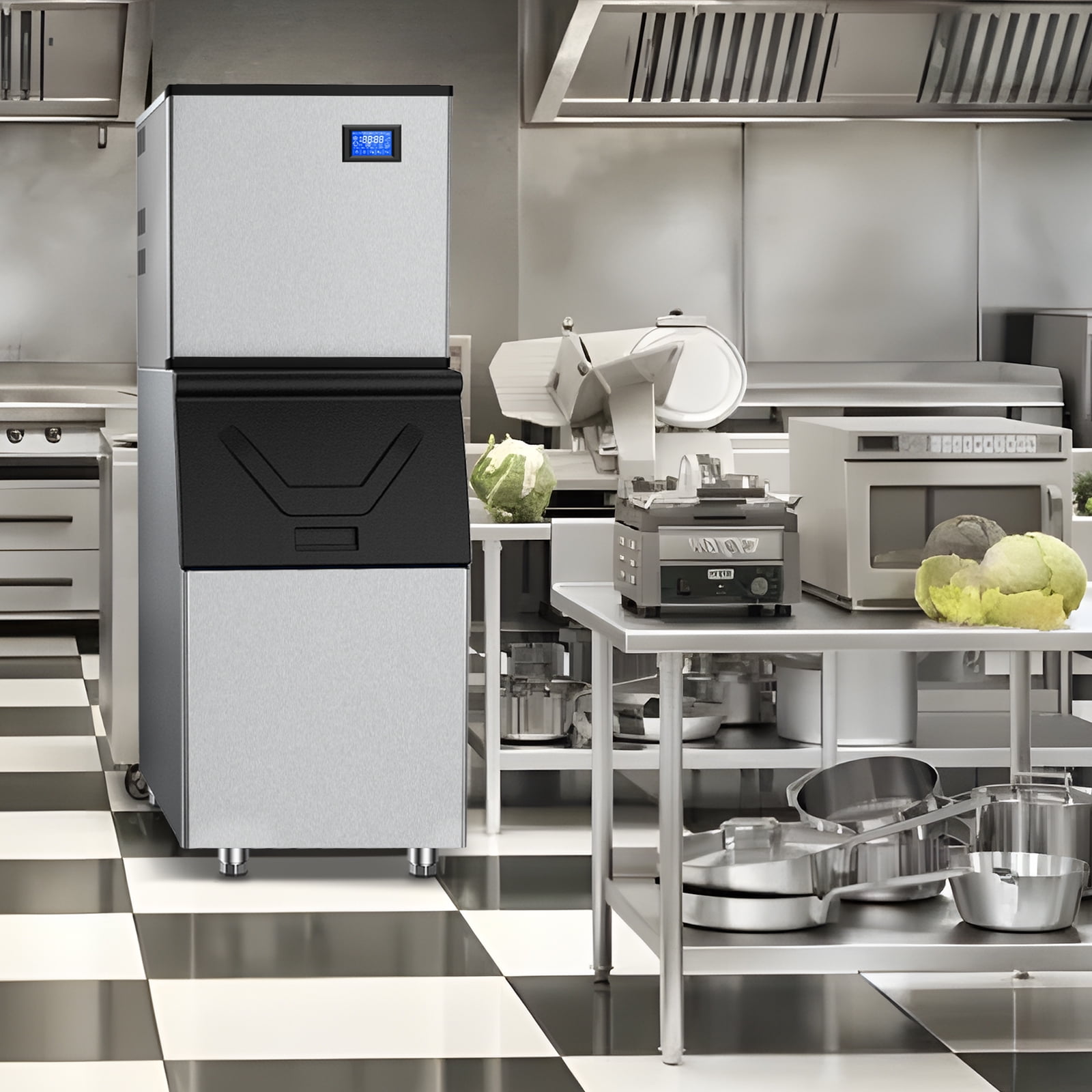 TITTLA 600Lbs/24H Commercial Ice Maker Machine,300 Lbs Storage,182 Ice Cubes in 12-15 Mins,Stainless Steel Industrial Ice Maker for Restaurant Bar Cafe Commercial Use