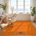 thumbnail image 3 of Design&I 5'x7' Washable Area Rug Snag-Free, Skid-Resistant Basketball Lines Hoop Motif Bold Stripe Border Center Repeating for Dining Room, Under Table, Home Office, 3 of 7