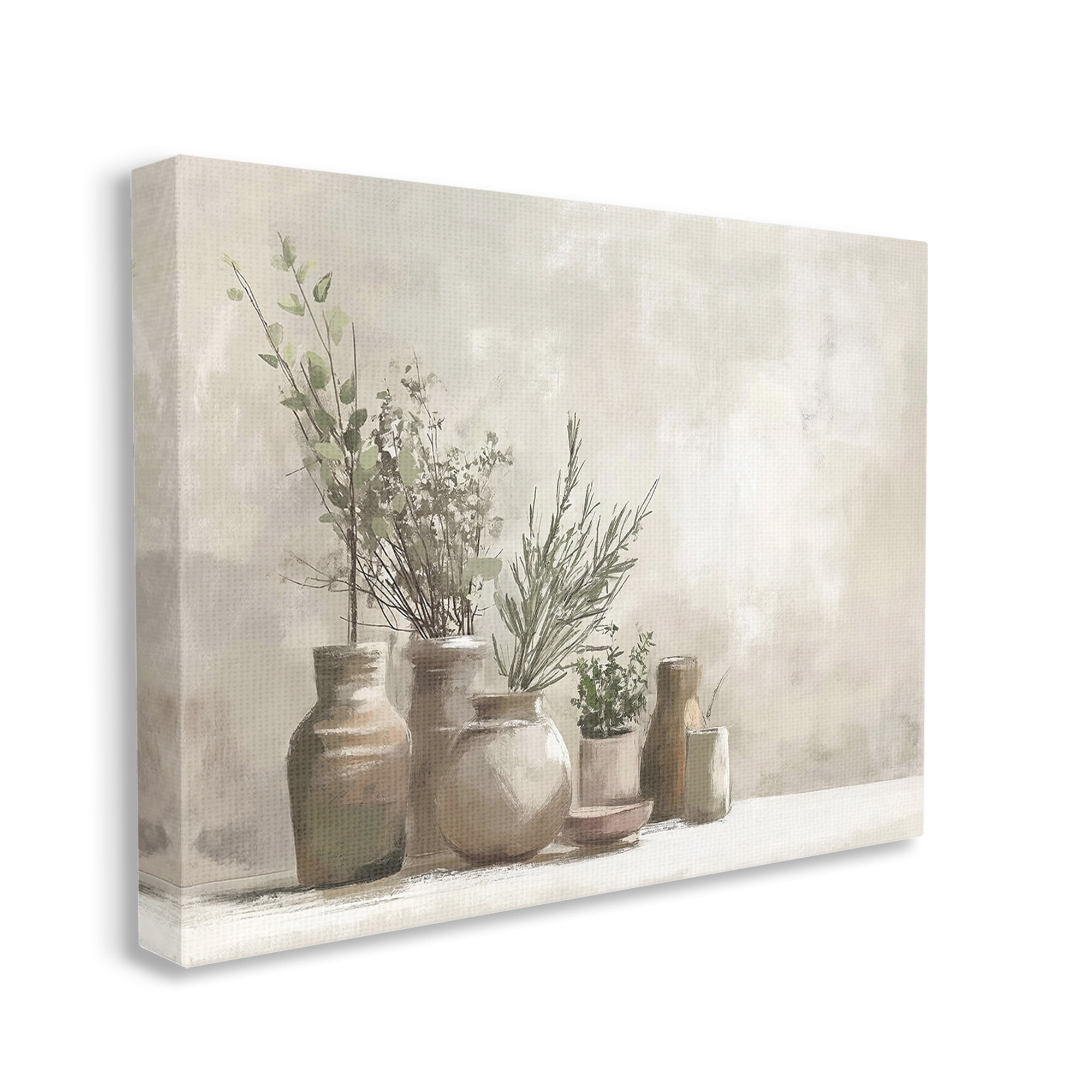 Stupell Industries Cottage Herbs in Pottery Botanical & Floral Painting Gallery Wrapped Canvas Art Print Wall Art, 20 x 16