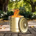 thumbnail image 4 of Colaxi Seau de Combustion Poignée Portable Baril de Combustion Polyvalent pour Papier Déchets Extérieurs Or m, 4 of 8