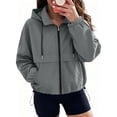 thumbnail image 3 of Sahpxhe Women Waterproof Zip Up Jacket Hooded Long Sleeve Drawstring Lightweight Windbreaker Jacket for Sport Travel Dark Gray XL, 3 of 10