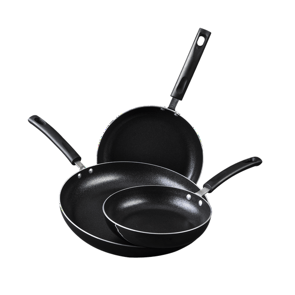 Juego De 3 Sartenes Cinsa Forta Diamante De Aluminio Esmaltado Negro Con antiadherente