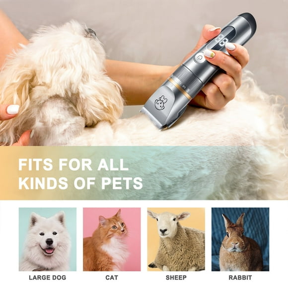 Walmeck Hair Trimmer Quiet Cat Clippers Grooming Kit with Comb 5 Speed Cat Shavers for Matted Long Hair