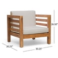 thumbnail image 5 of Christopher Knight Home Oana Outdoor 5-seat Acacia Sofa and Club Chair Chat Set by  Teak Finish + Beige, 5 of 5