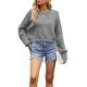 thumbnail image 1 of Suéter de Mujer de Otoño, Cuello Redondo, Tipo Murciélago, Estilo Pullover Gris XL, 1 of 7
