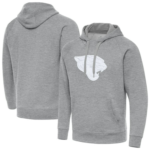 Men's Antigua Heather Gray Jacksonville Jaguars Victory Pullover Hoodie
