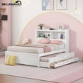 thumbnail image 2 of Bellemave Captain bed with Storage and Trundle Full Size Pine Wood Bookcase Bed, White, 2 of 13