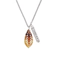 thumbnail image 2 of Delight Jewelry Acrylic Medium Leaf Mixed Brown and Yellow Silvertone Forever Bar Charm Necklace, 23", 2 of 4